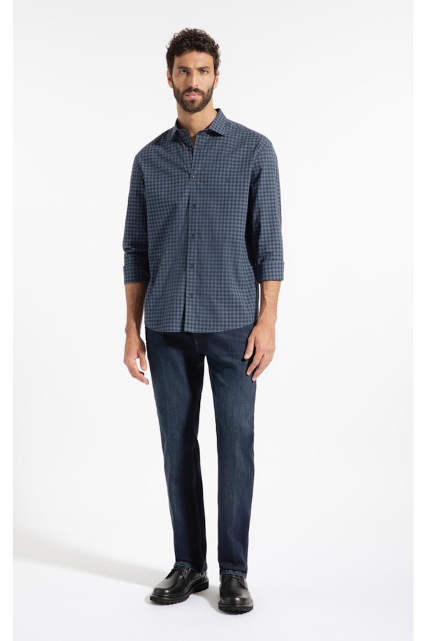 Camisa Cms Tric Nort Plaid Clsc Nw Ita Dark Navy