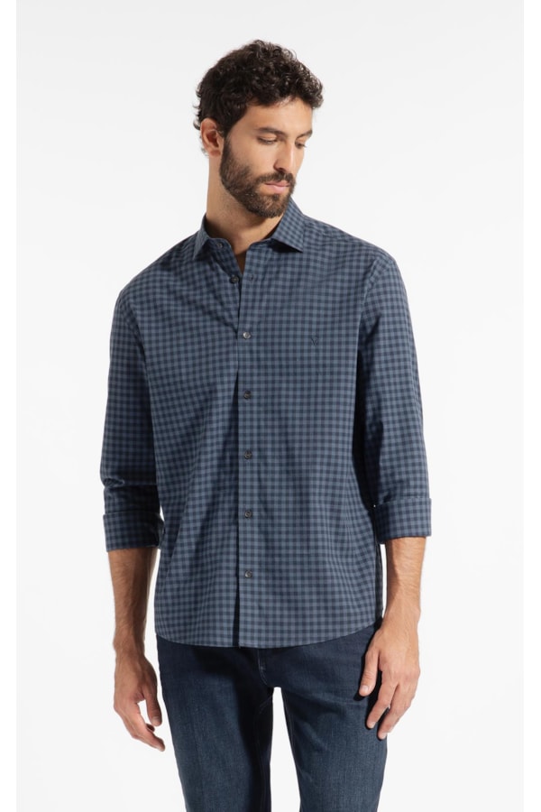 Camisa Cms Tric Nort Plaid Clsc Nw Ita Dark Navy