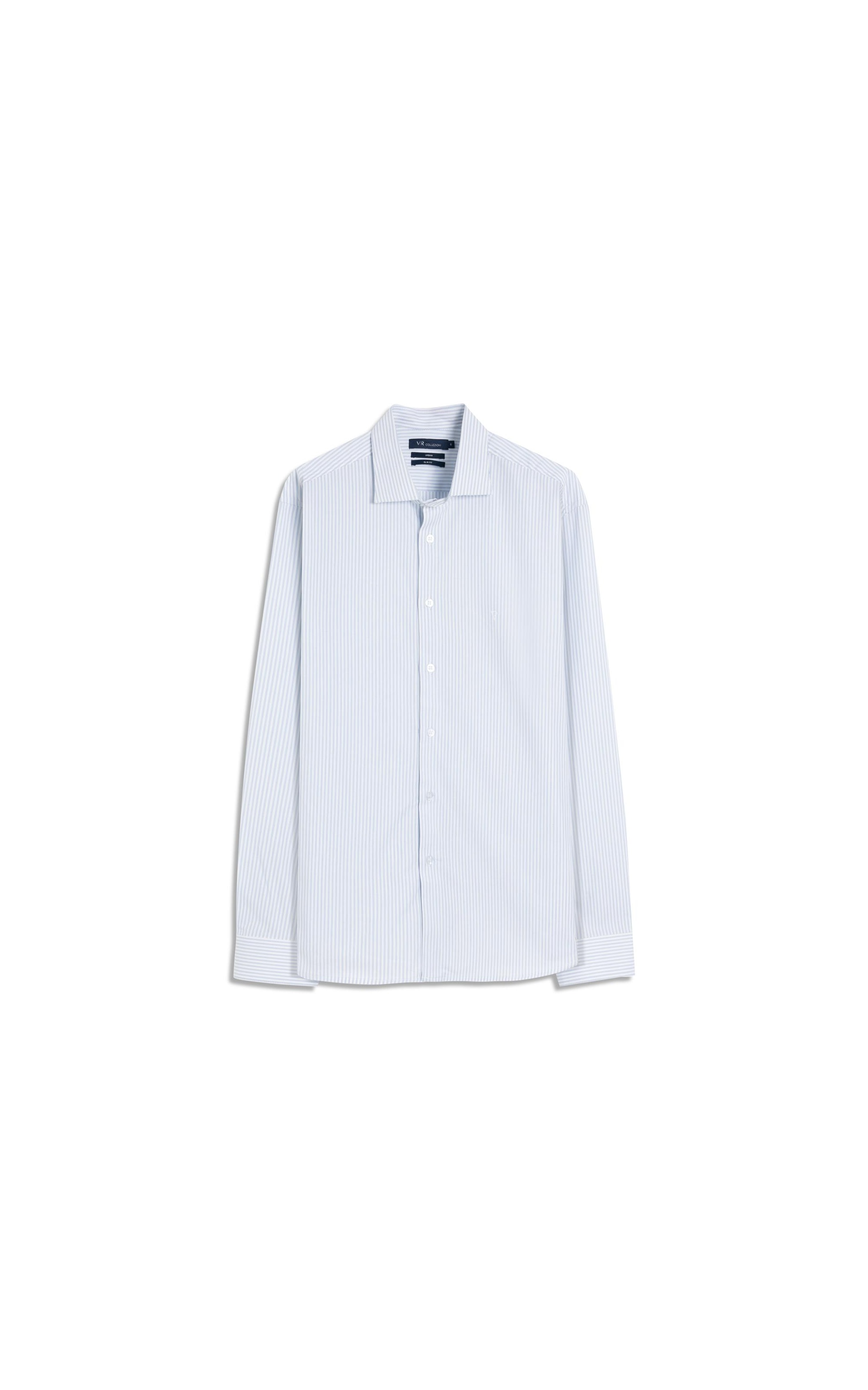Camisa Cotoncra Listras Ibiza Slim Nw Ita Azul Claro