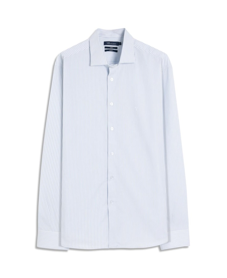 Camisa Cotoncra Listras Ibiza Slim Nw Ita Azul Claro