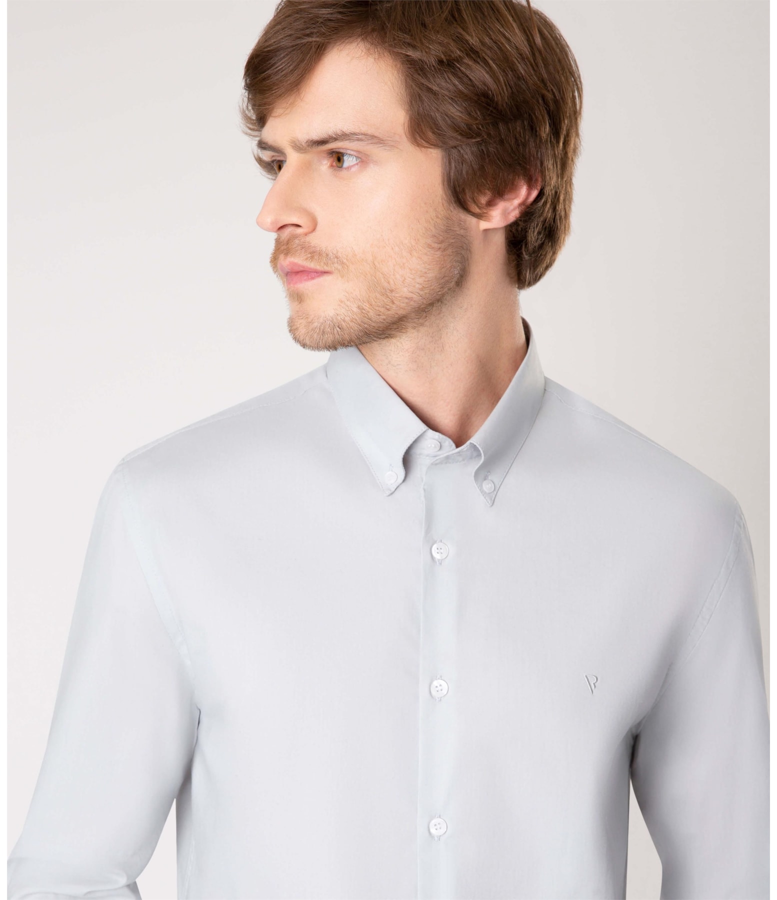 Camisa Cotton Andria Botton Cinza Claro
