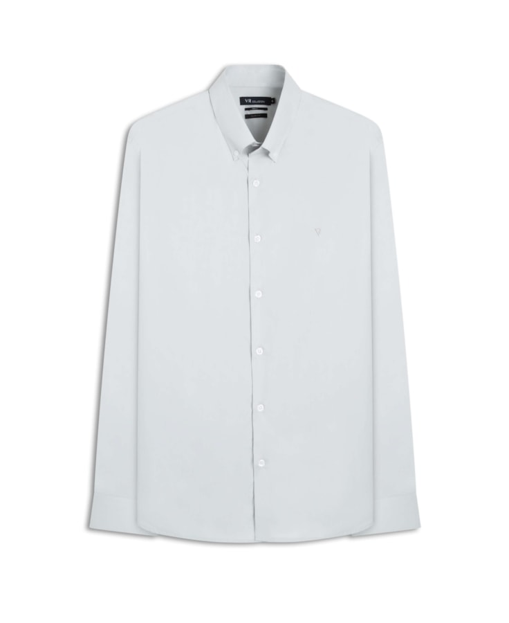 Camisa Cotton Andria Botton Cinza Claro