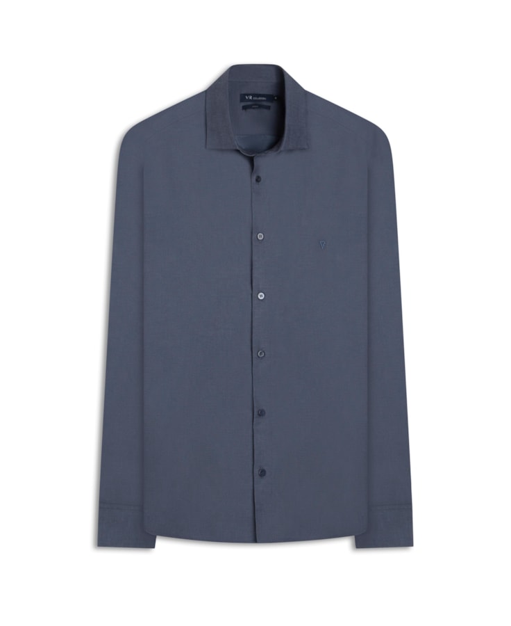 Camisa Cotton Denim Liso Class Nw Ita Dark Navy