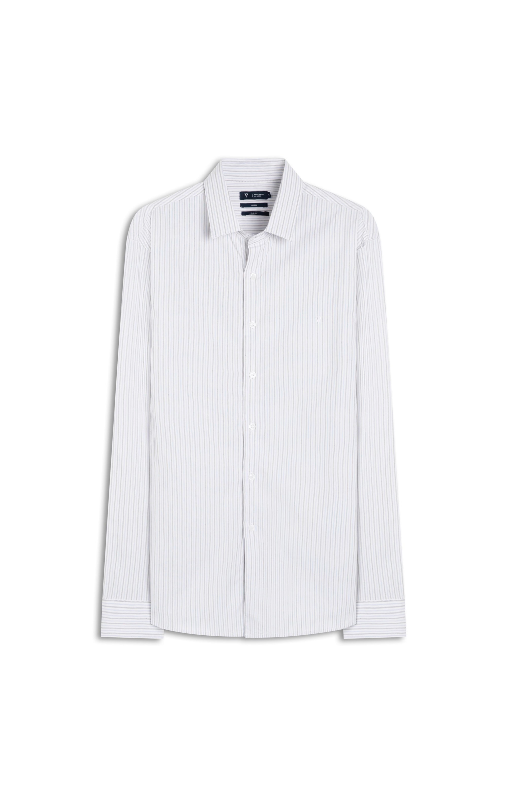 Camisa Cotton Listras Multi Cores Branco