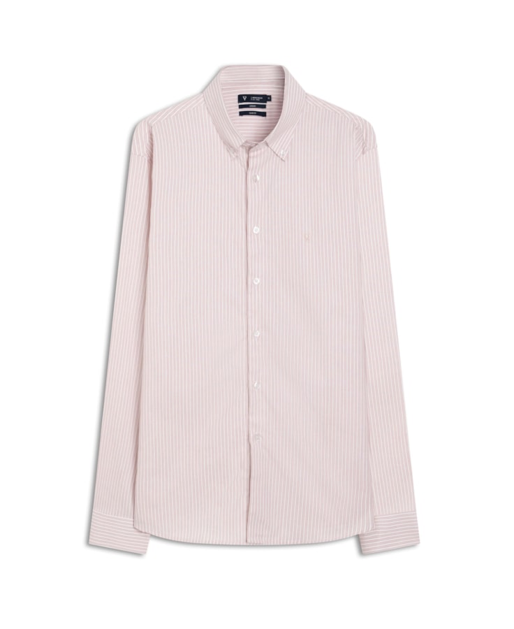Camisa Cotton Medium Stripes Rosa Velho