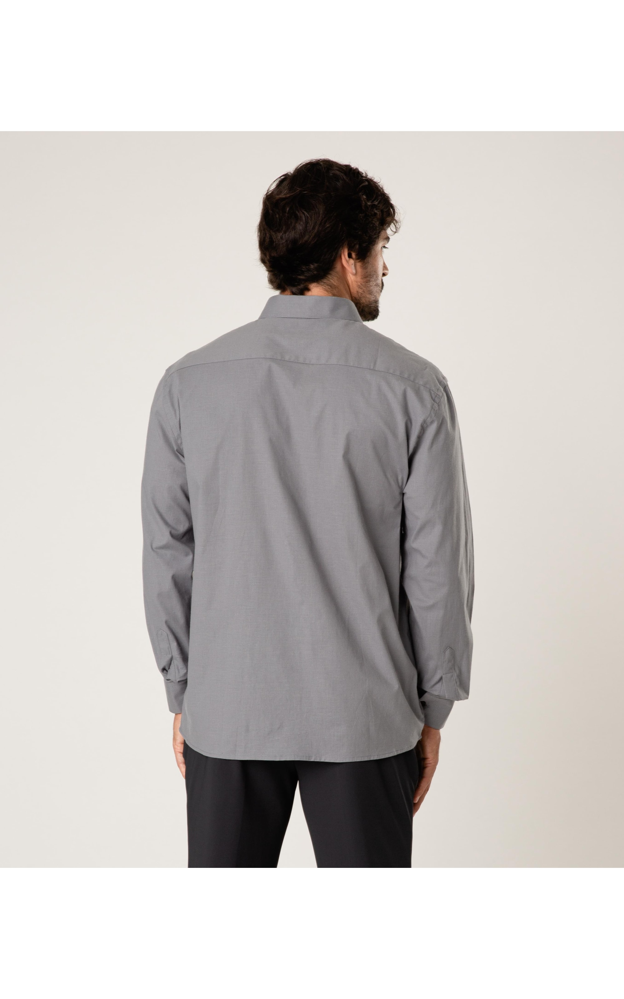 Camisa Cotton Pistoia Button Down Cinza Medio Listra