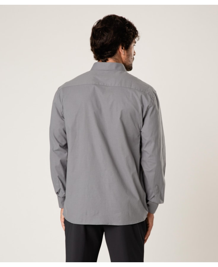 Camisa Cotton Pistoia Button Down Cinza Medio Listra
