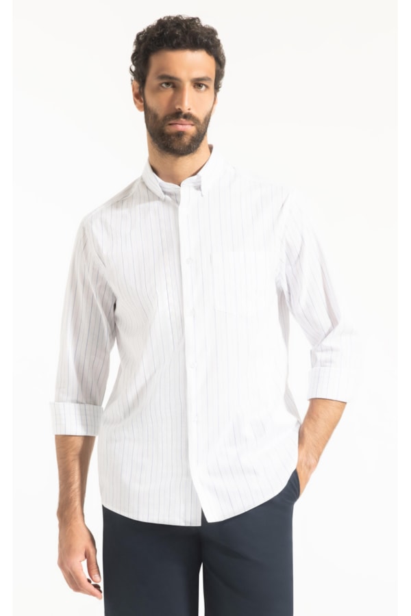 Camisa Cotton Presicce Slim Shangai Azul Claro