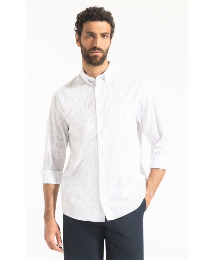 Camisa Cotton Presicce Slim Shangai Azul Claro