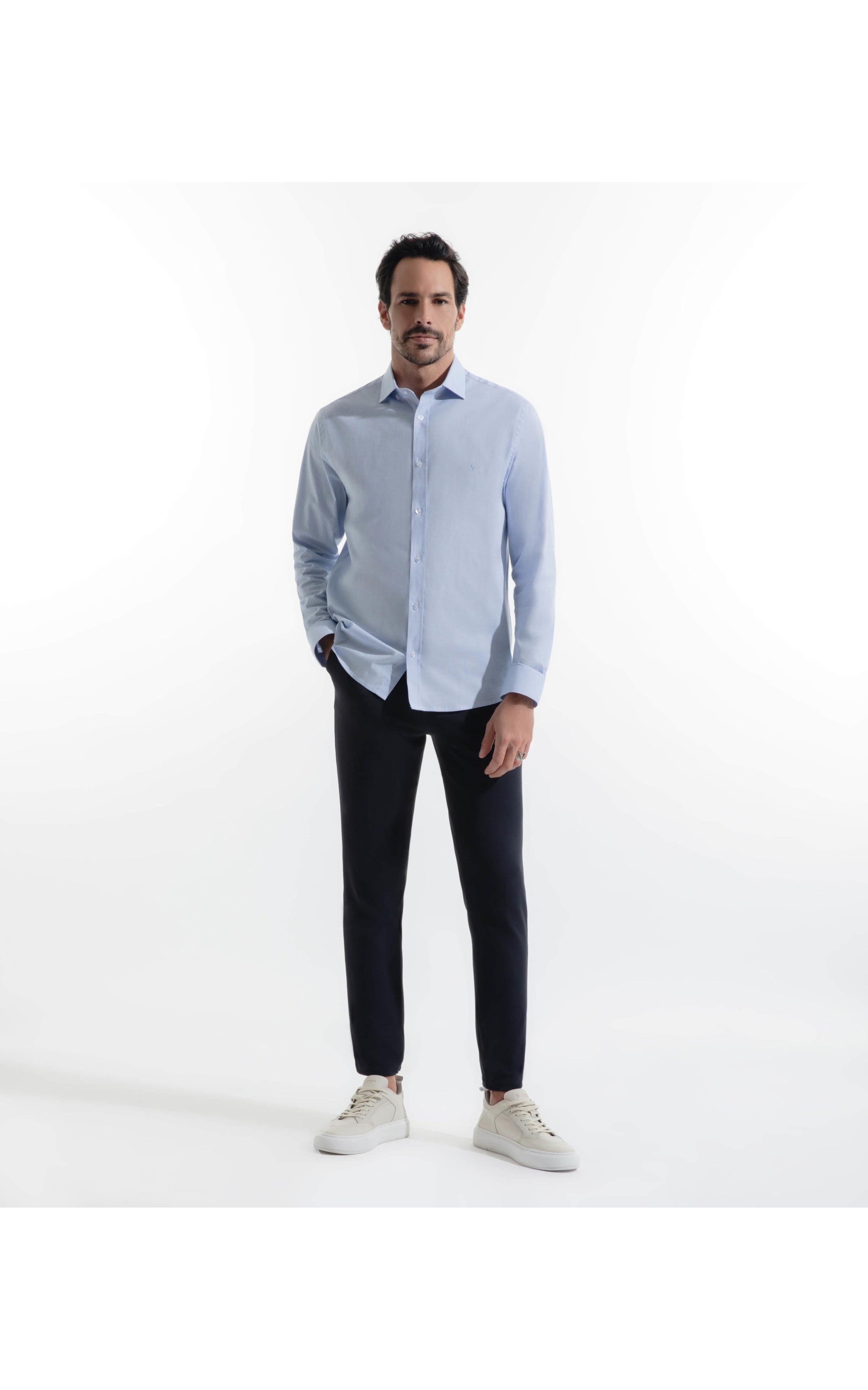 Camisa Cotton Roma Slim Azul Claro