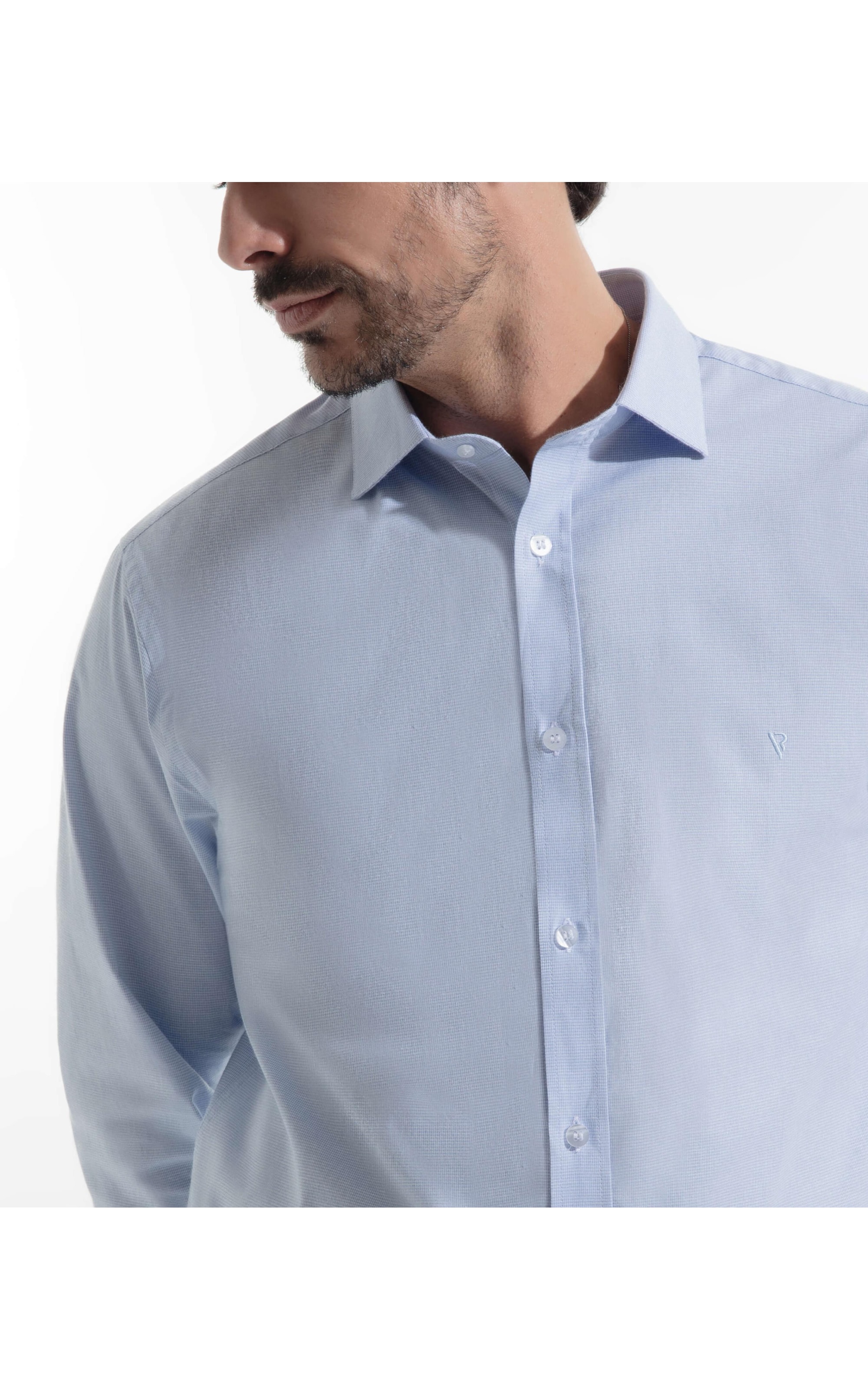Camisa Cotton Roma Slim Azul Claro