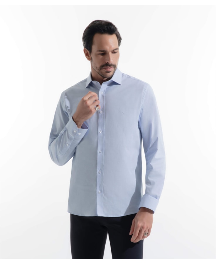 Camisa Cotton Roma Slim Azul Claro