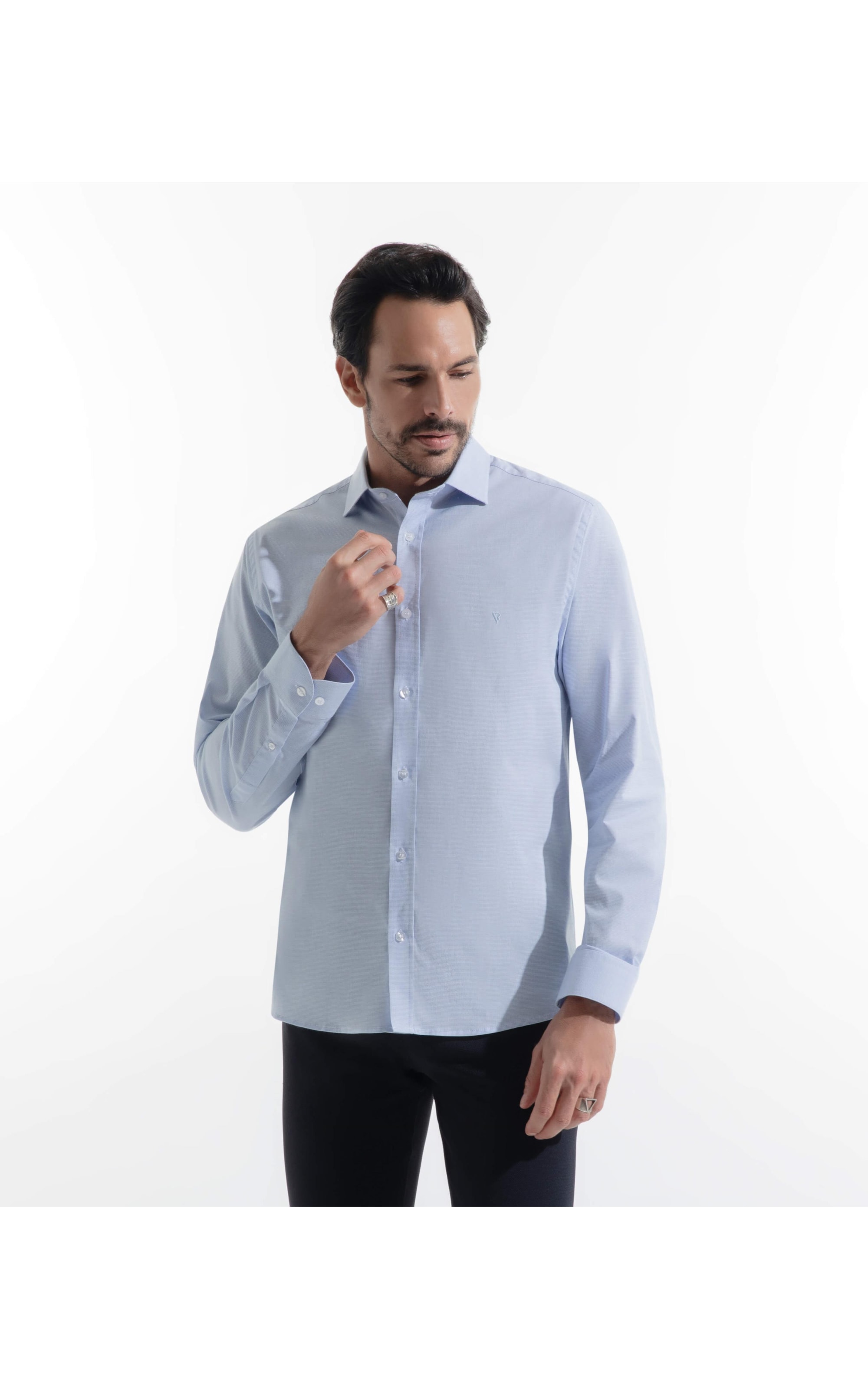 Camisa Cotton Roma Slim Azul Claro