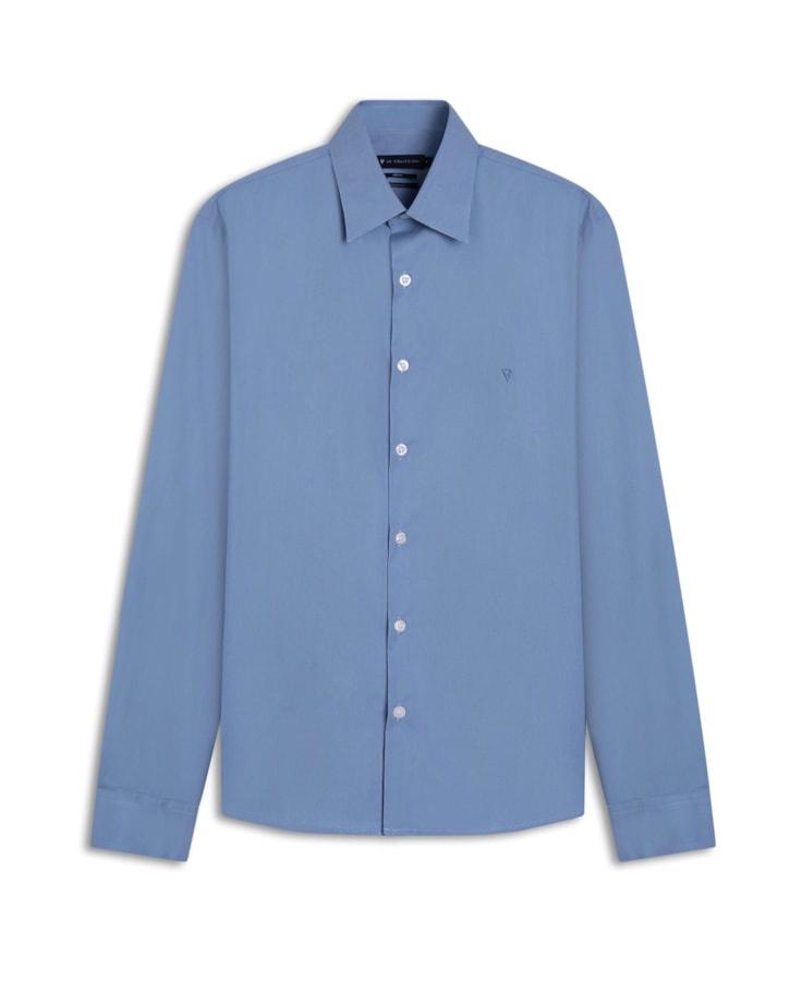 Camisa Cotton Stretch Azul Seco
