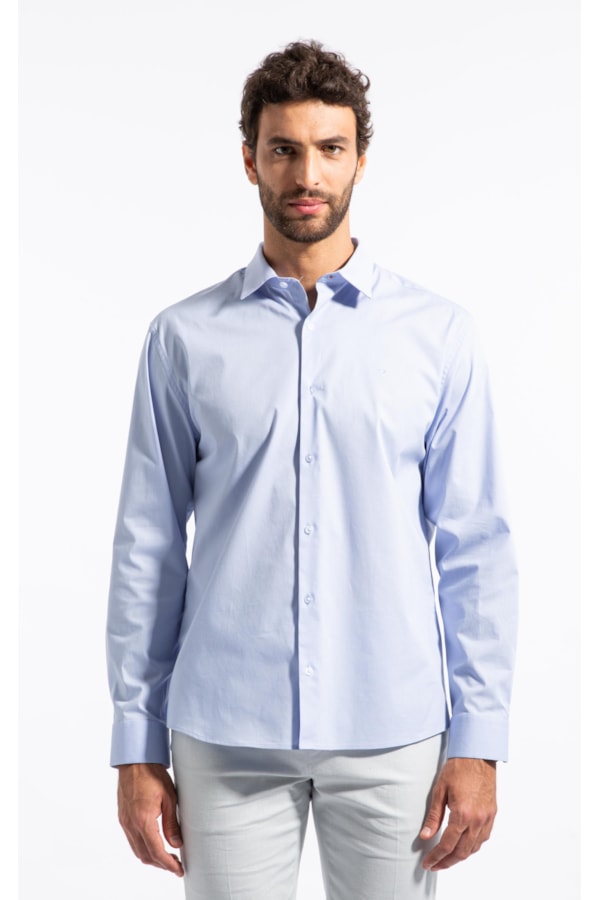 Camisa Cotton Stretch Slim Irish Azul Bic