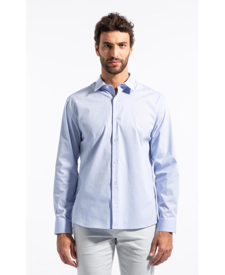 Camisa Cotton Stretch Slim Irish Azul Bic