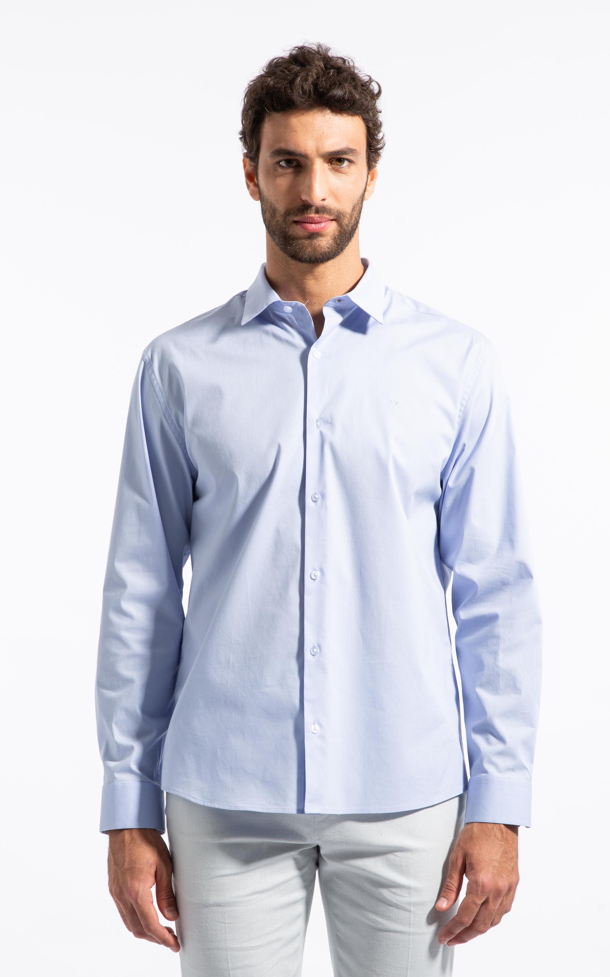 Camisa Cotton Stretch Slim Irish Azul Bic