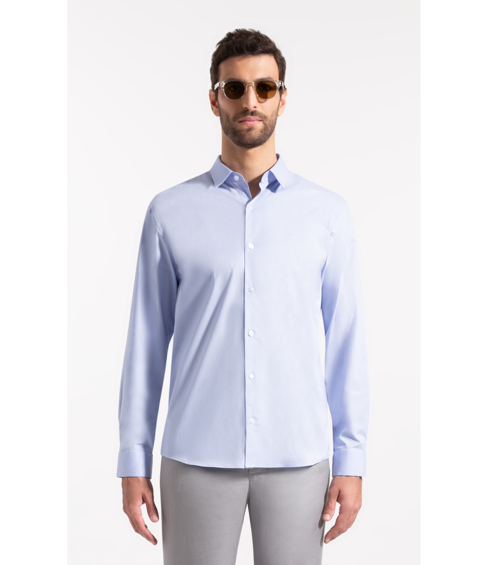 Camisa Cotton Stretch Slim Irish Azul Bic