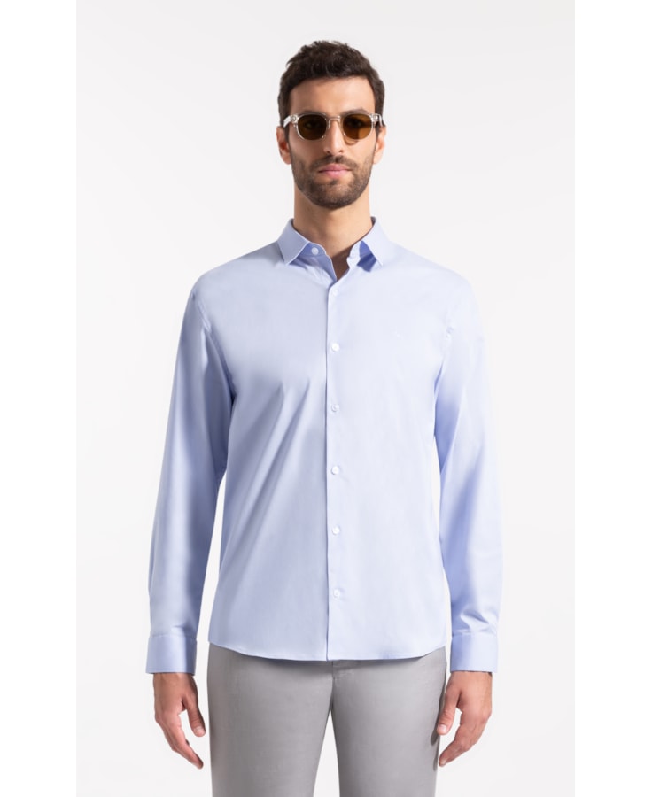 Camisa Cotton Stretch Slim Irish Azul Bic