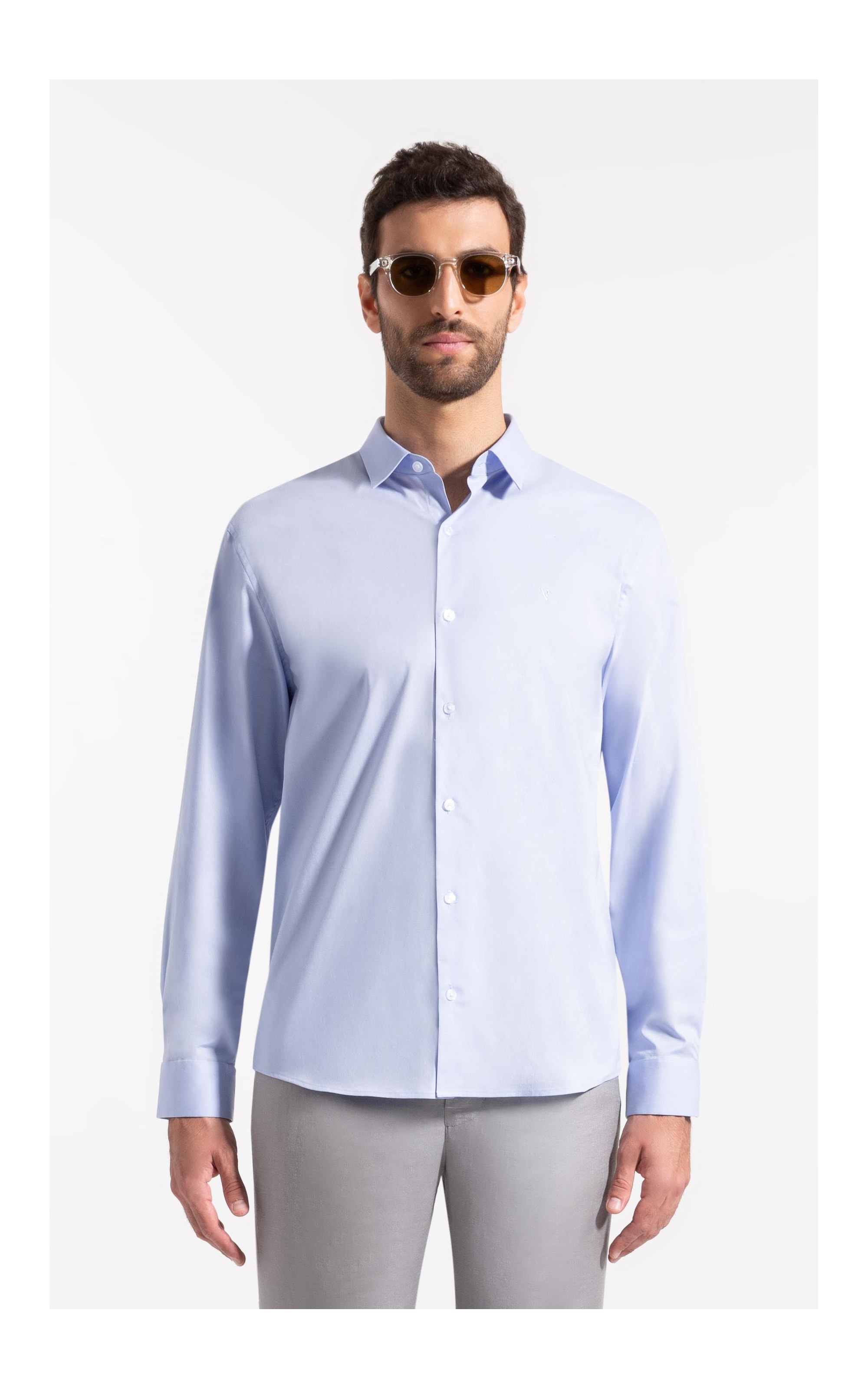 Camisa Cotton Stretch Slim Irish Azul Bic