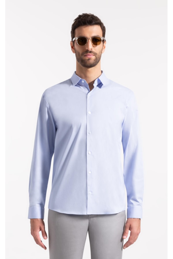Camisa Cotton Stretch Slim Irish Azul Bic