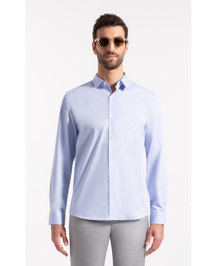 Camisa Cotton Stretch Slim Irish Azul Bic