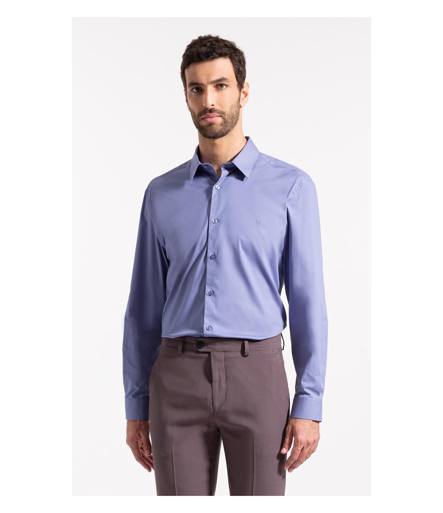 Camisa Cotton Stretch Slim Irish Azul Chofer