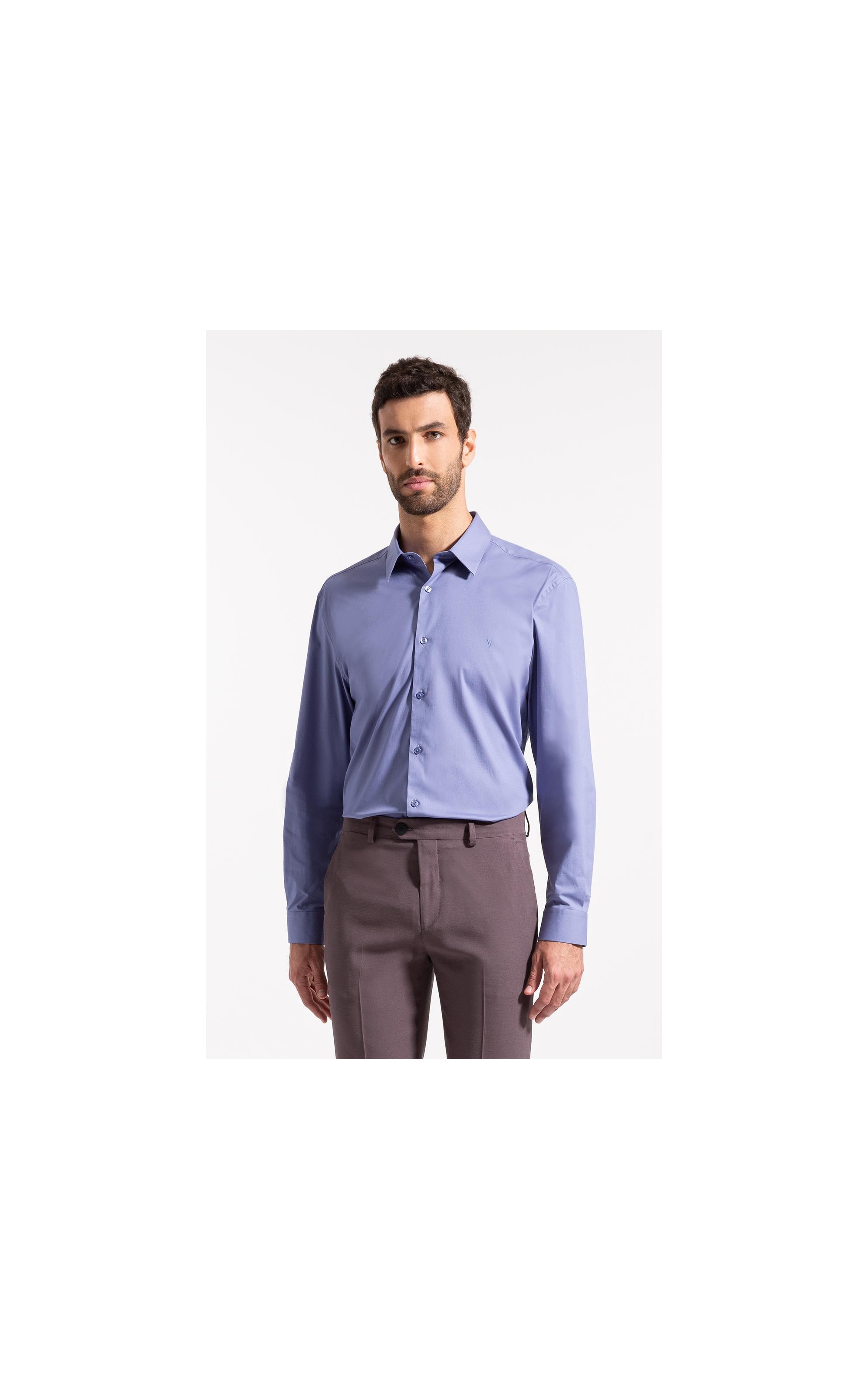 Camisa Cotton Stretch Slim Irish Azul Chofer