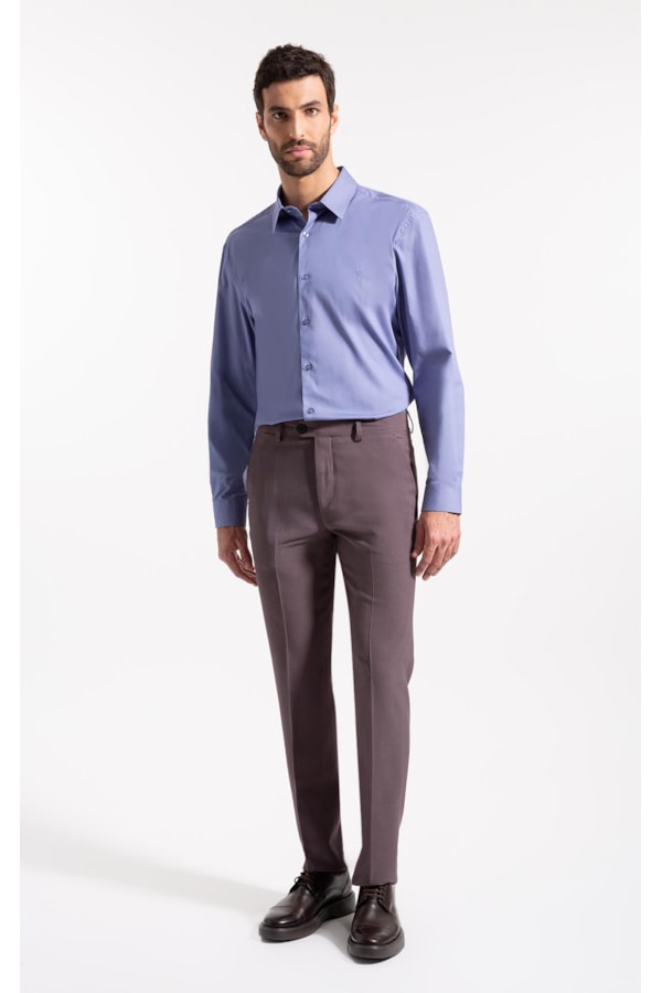 Camisa Cotton Stretch Slim Irish Azul Chofer
