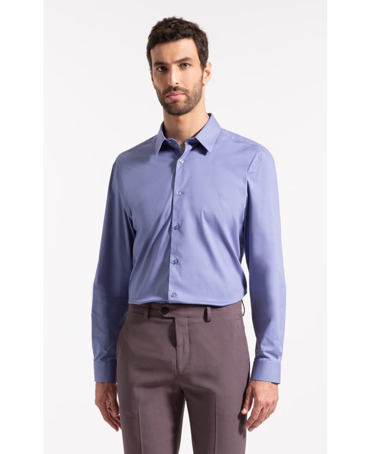Camisa Cotton Stretch Slim Irish Azul Chofer
