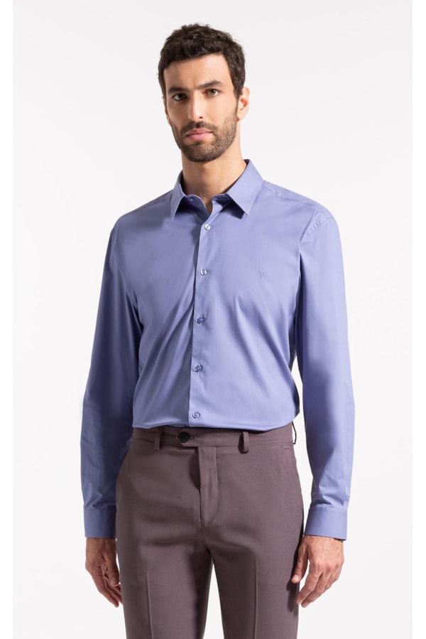 Camisa Cotton Stretch Slim Irish Azul Chofer