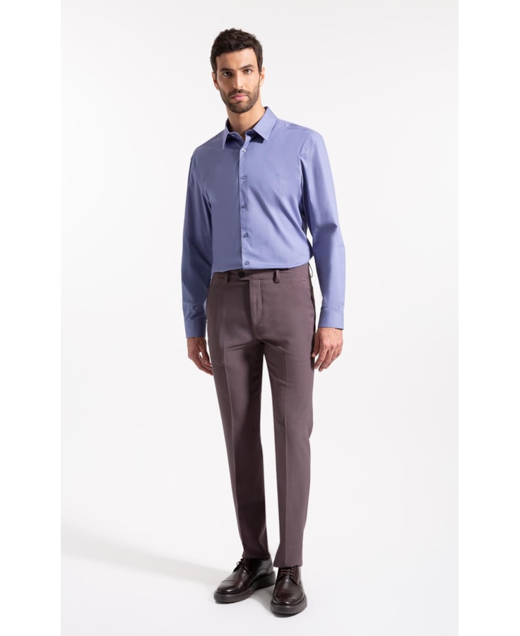 Camisa Cotton Stretch Slim Irish Azul Chofer