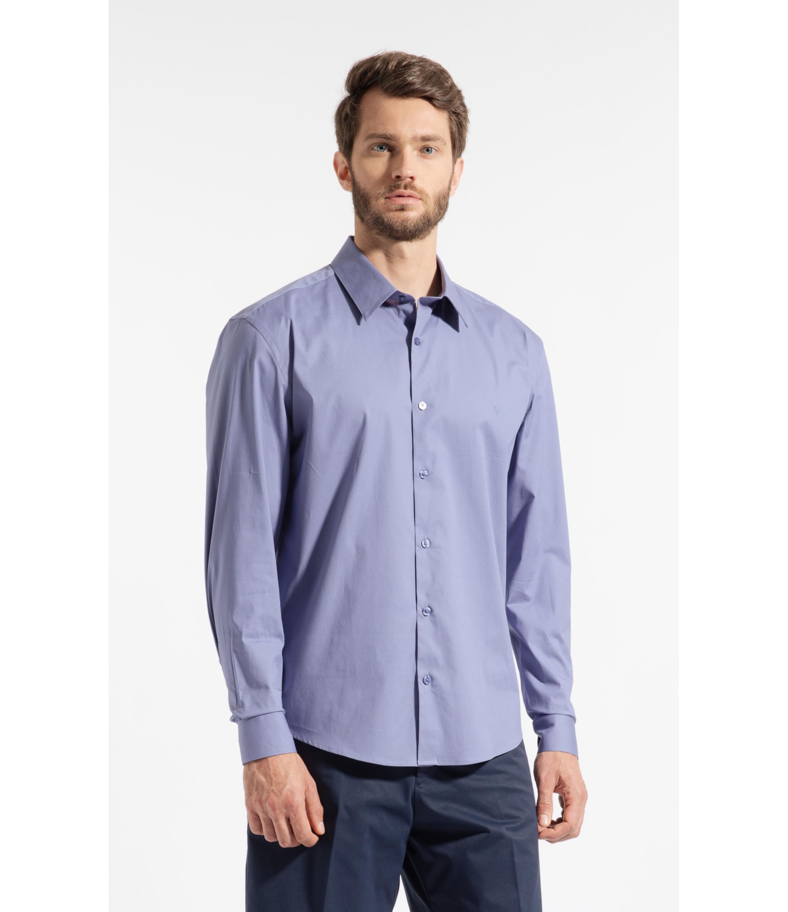 Camisa Cotton Stretch Slim Irish Azul Pervante