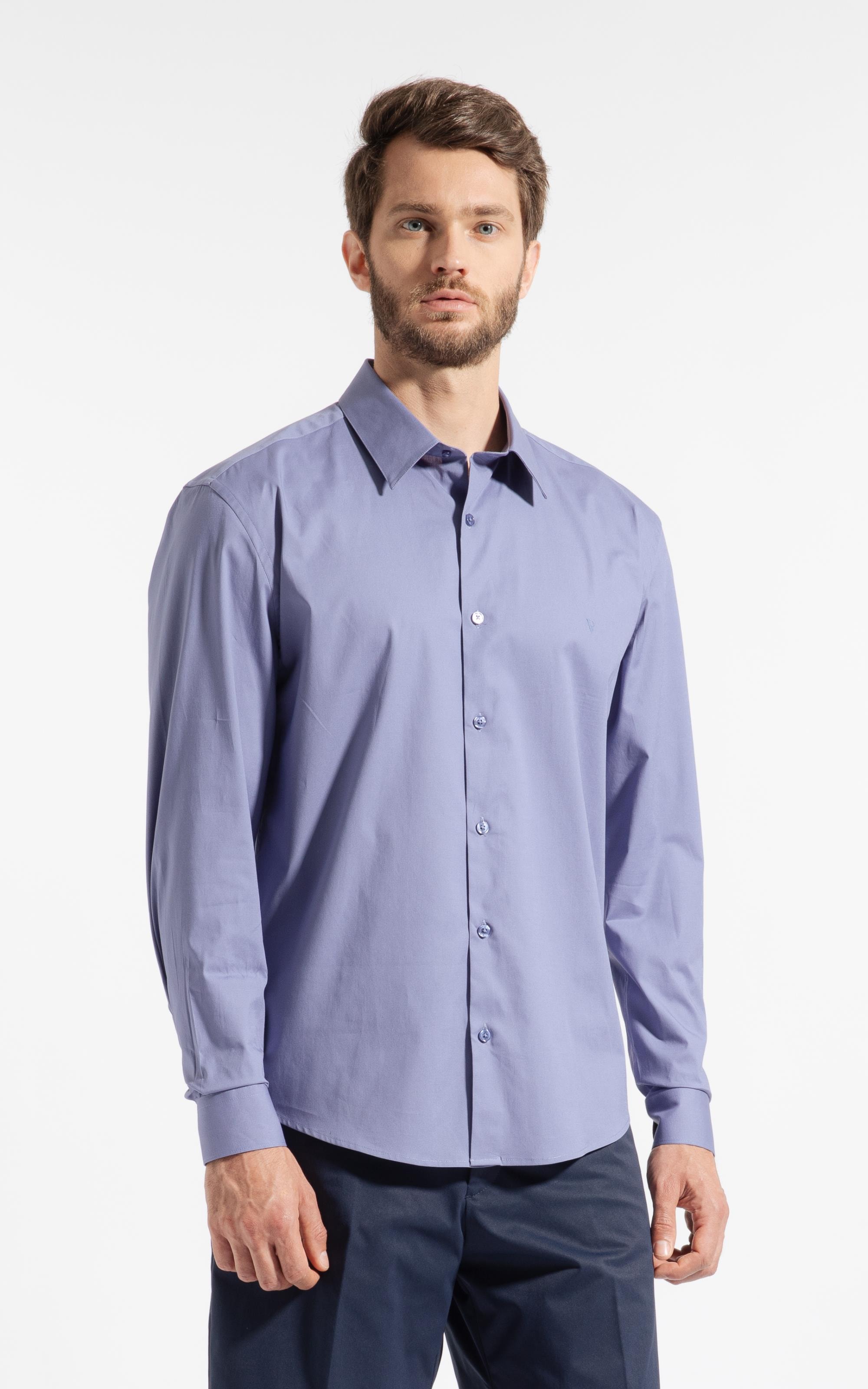 Camisa Cotton Stretch Slim Irish Azul Pervante
