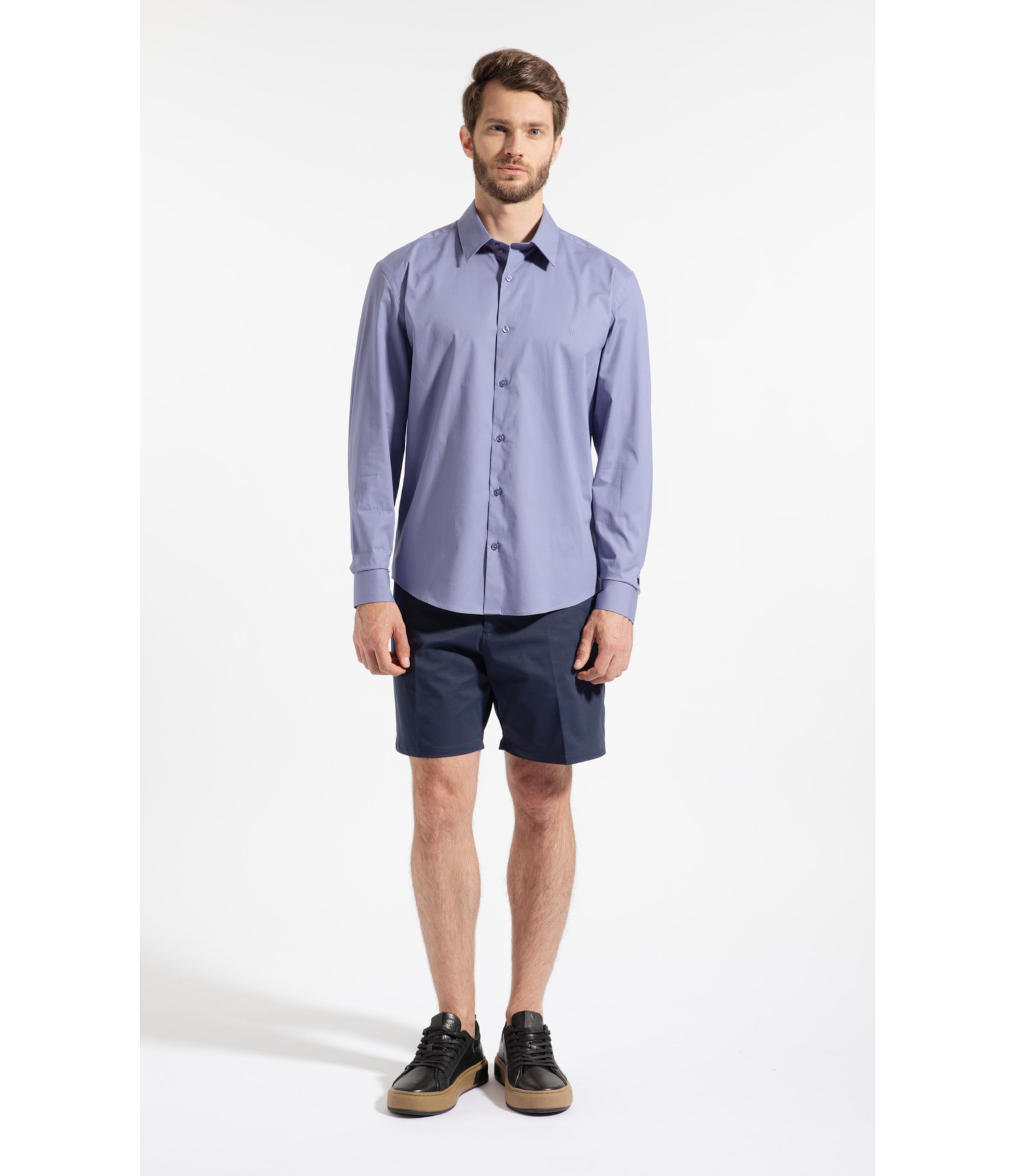 Camisa Cotton Stretch Slim Irish Azul Pervante