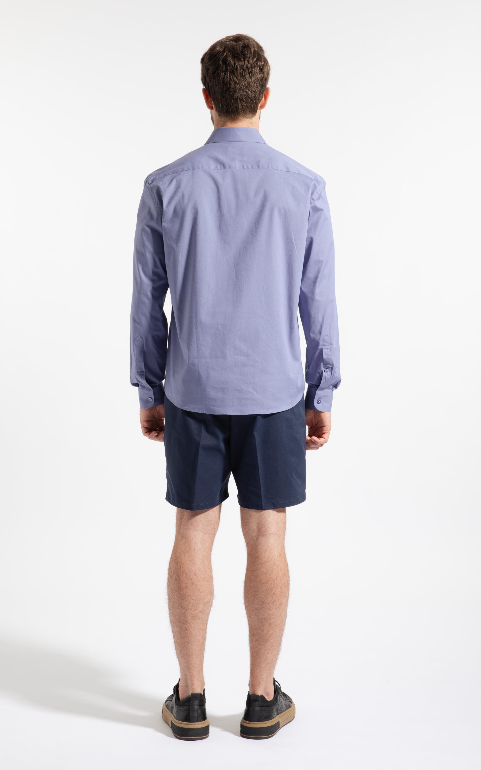 Camisa Cotton Stretch Slim Irish Azul Pervante