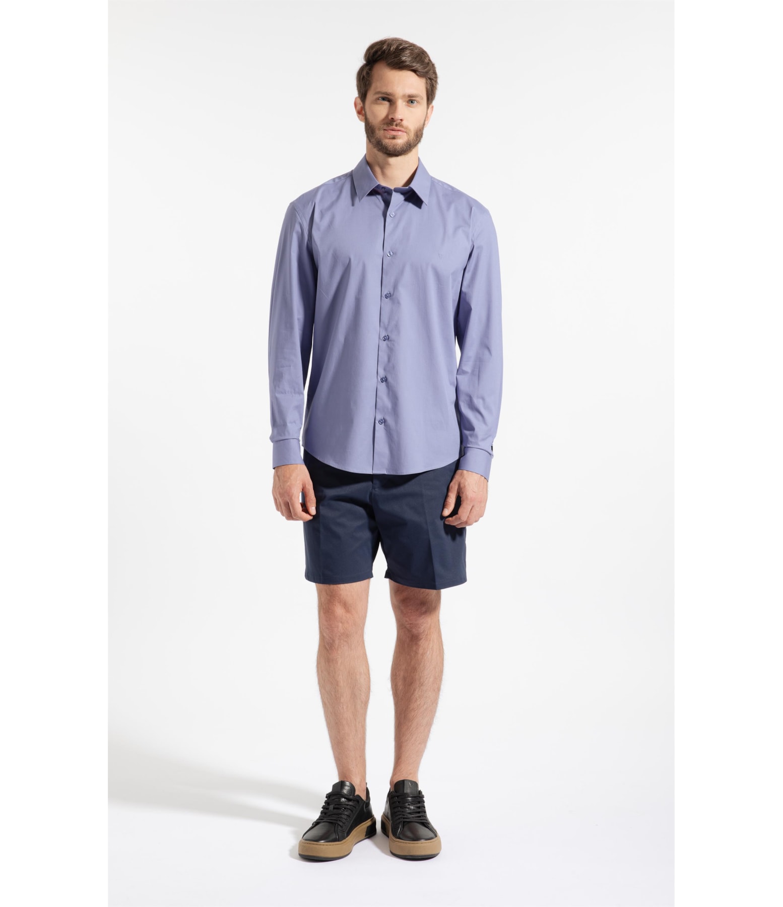 Camisa Cotton Stretch Slim Irish Azul Pervante