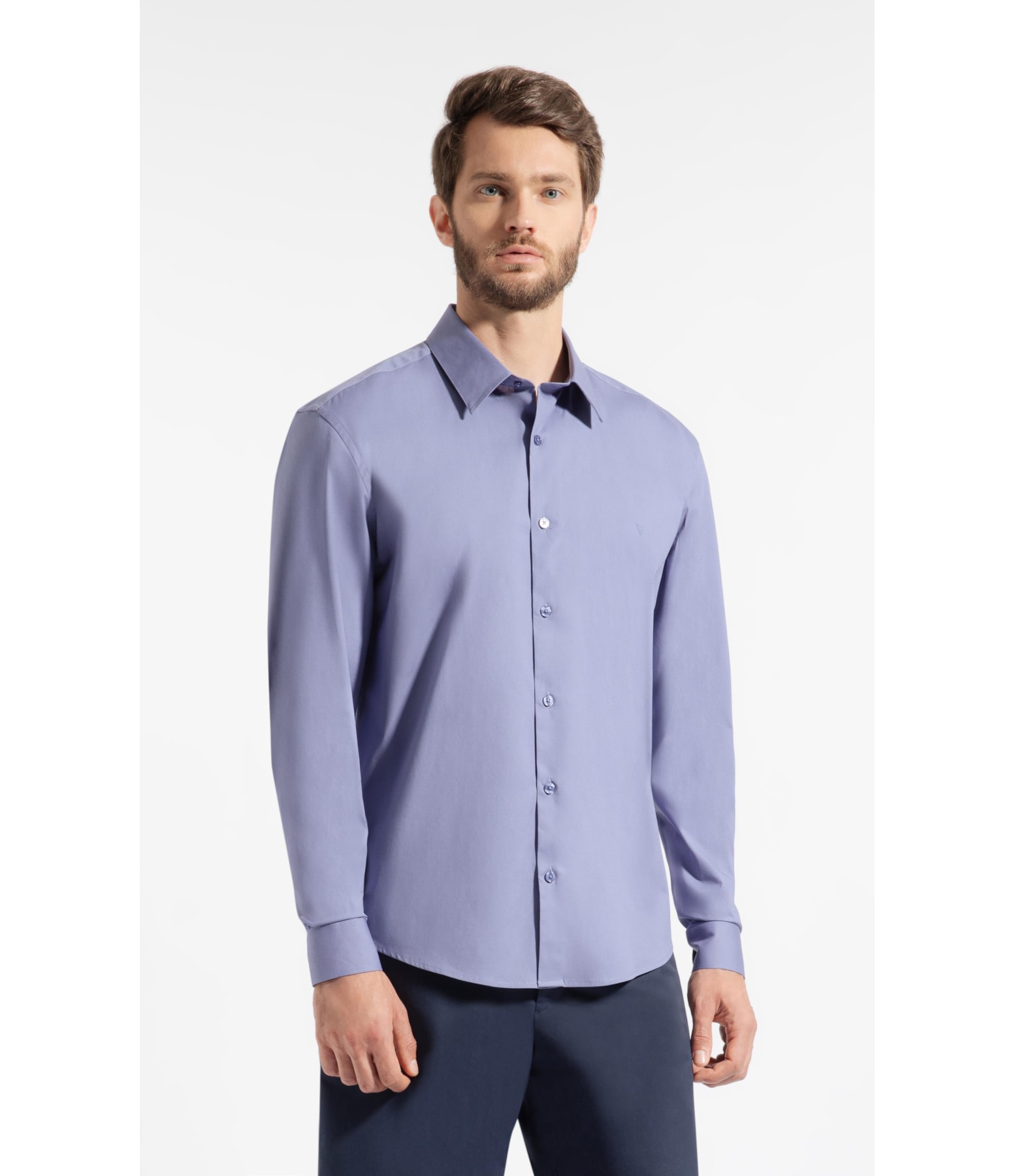 Camisa Cotton Stretch Slim Irish Azul Pervante