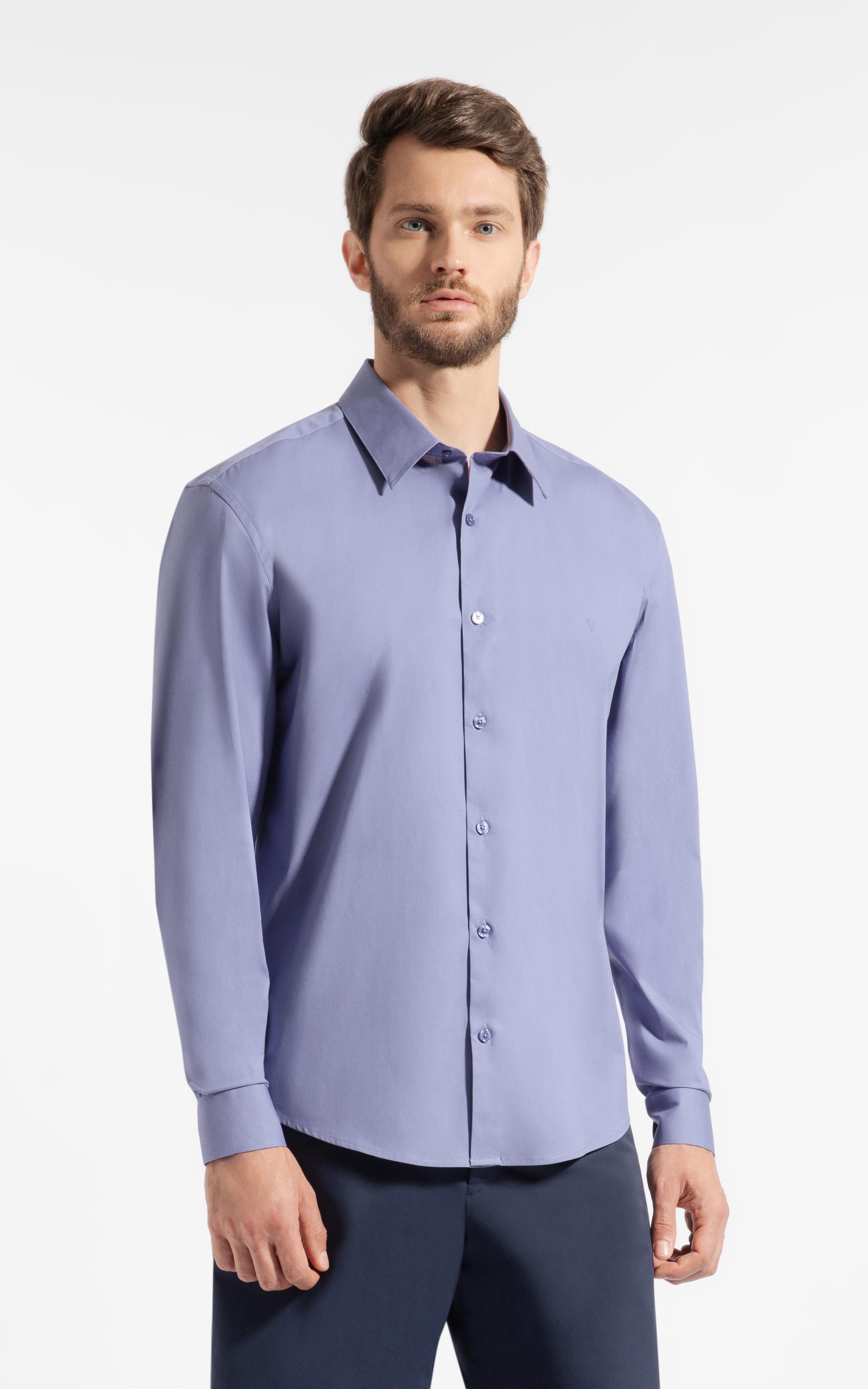 Camisa Cotton Stretch Slim Irish Azul Pervante