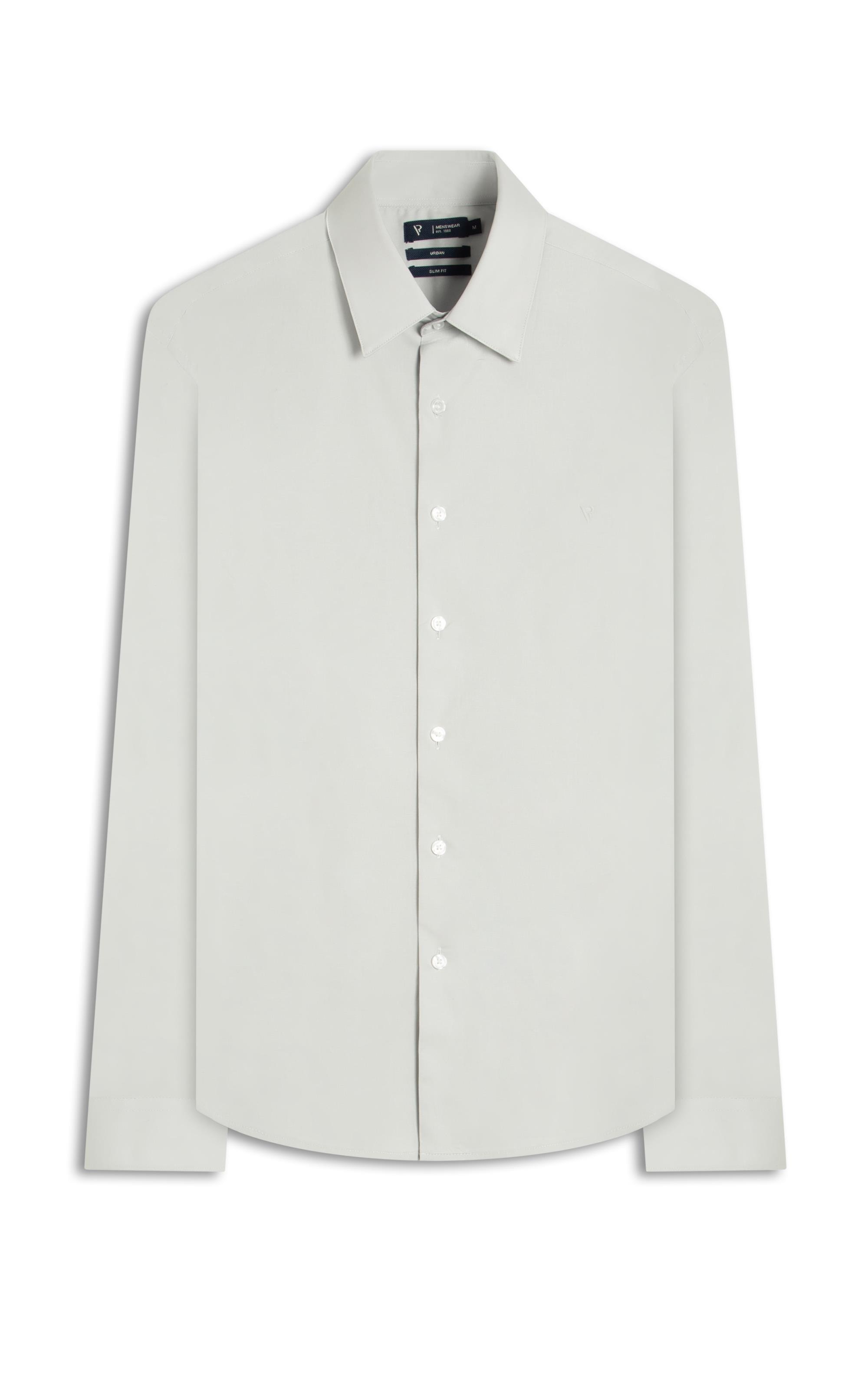 Camisa Cotton Stretch Slim Irish  Cinza Claro