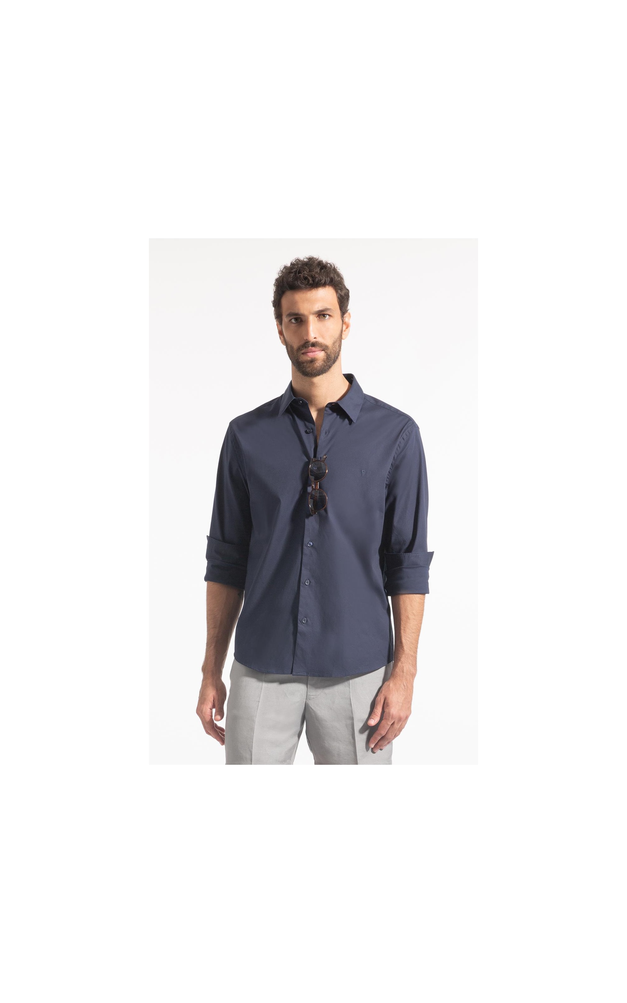 Camisa Cotton Stretch Slim Irish Dark Navy