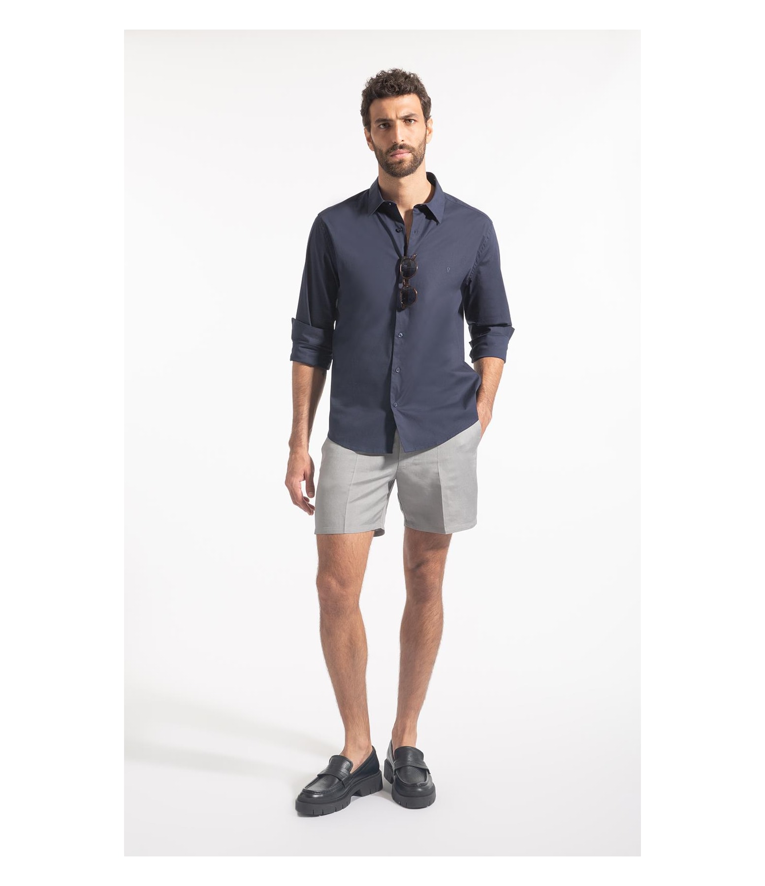 Camisa Cotton Stretch Slim Irish Dark Navy