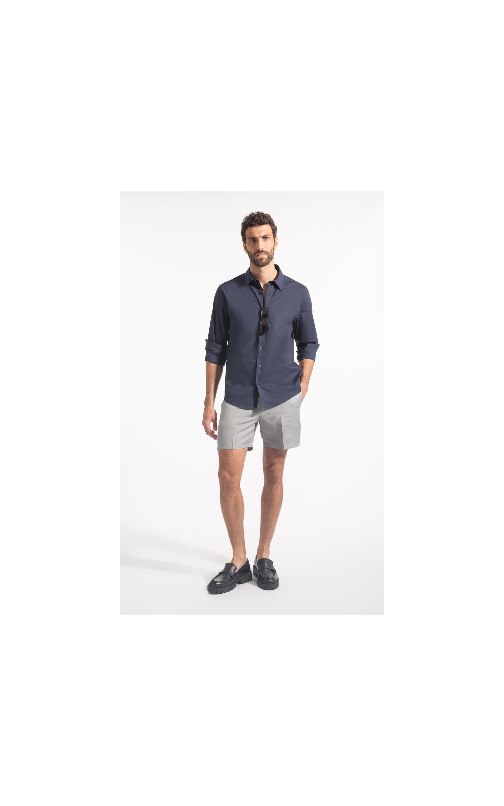 Camisa Cotton Stretch Slim Irish Dark Navy
