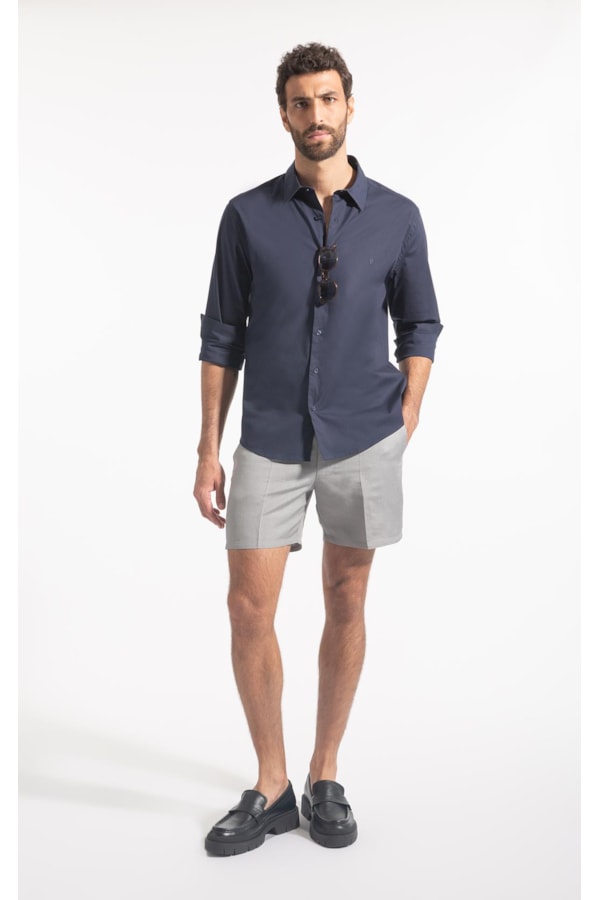 Camisa Cotton Stretch Slim Irish Dark Navy