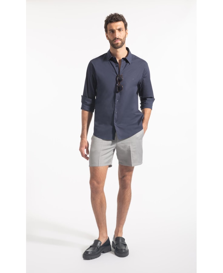 Camisa Cotton Stretch Slim Irish Dark Navy