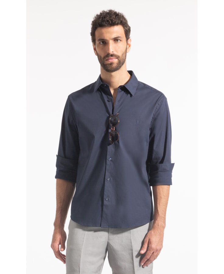Camisa Cotton Stretch Slim Irish Dark Navy