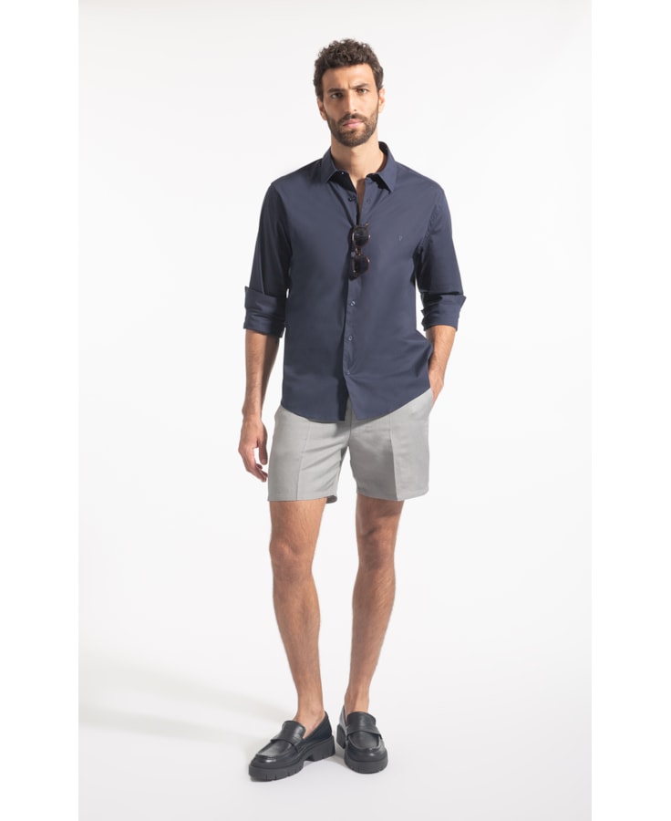 Camisa Cotton Stretch Slim Irish Dark Navy