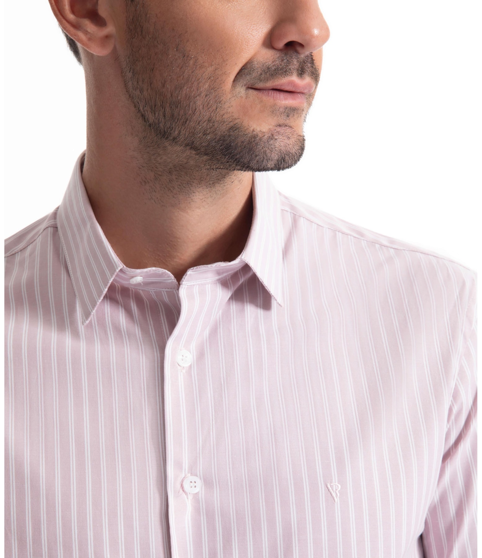 Camisa Cotton Stripes Slim Rosa Velho