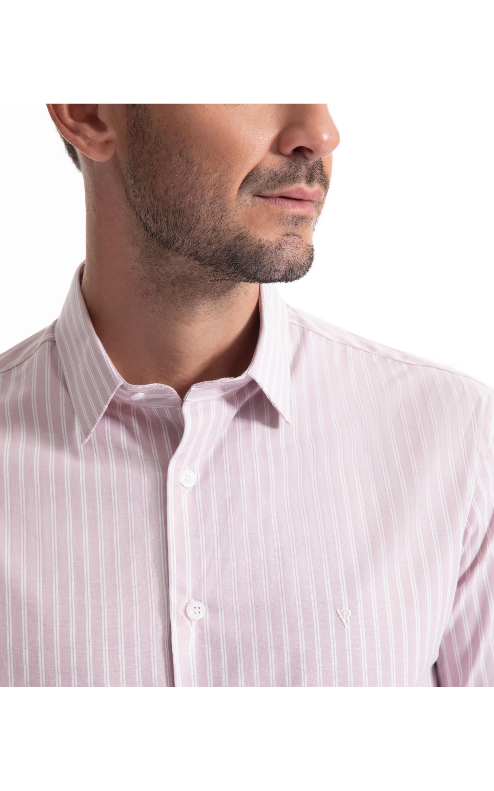 Camisa Cotton Stripes Slim Rosa Velho