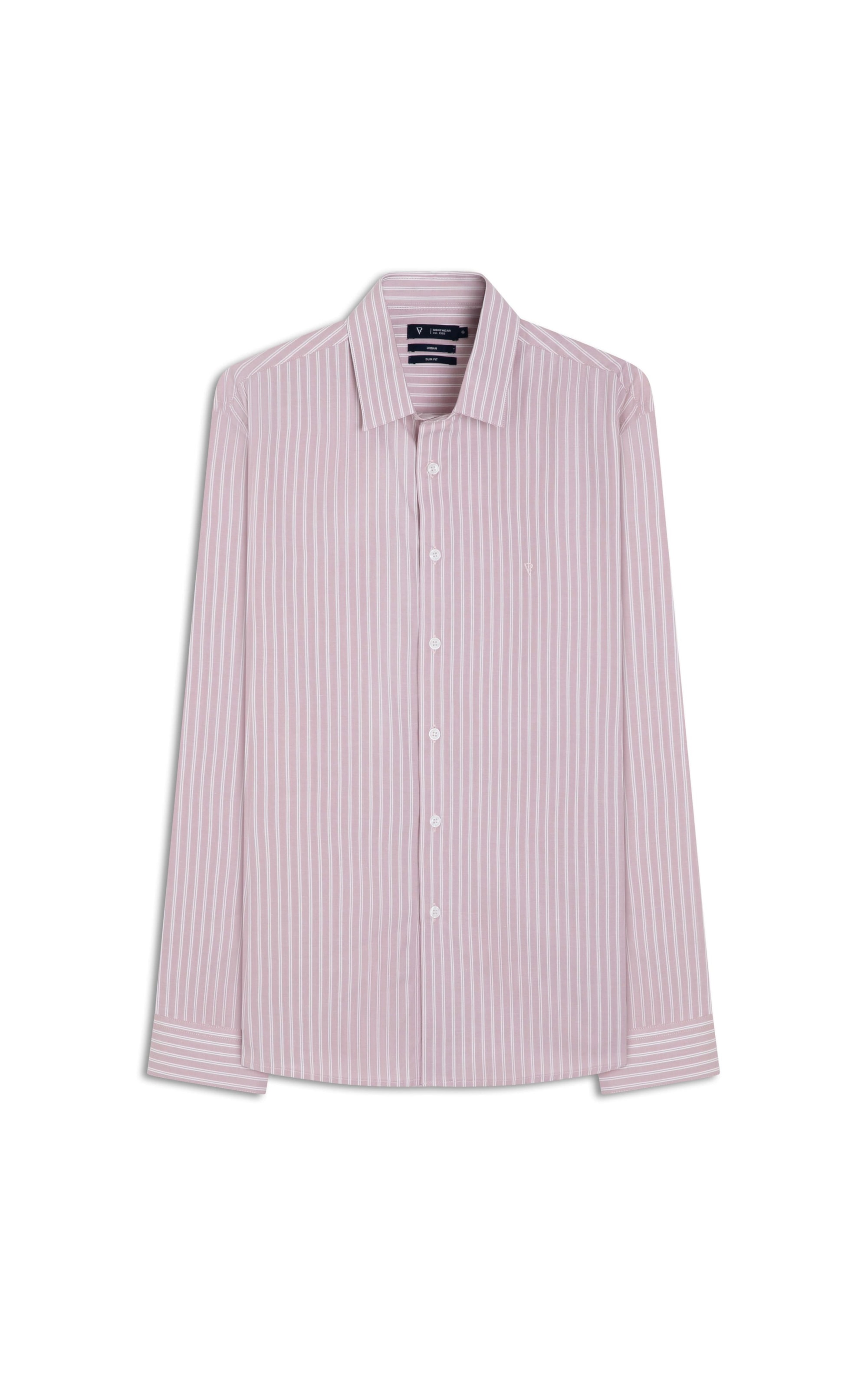 Camisa Cotton Stripes Slim Rosa Velho
